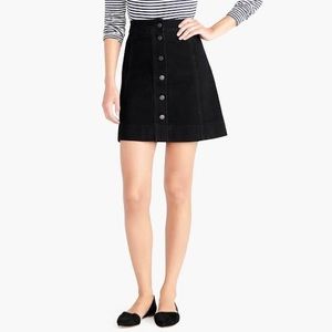 J. Crew Button Front Black Denim Mini Skirt A-Line